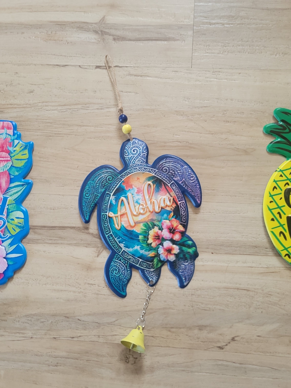 Three Festive Summer Metal Signs With Rope Hanger 15" Aloha Good Vibes Tiki Bar - Picture 1 of 4